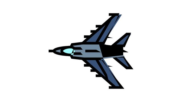 military airplane aircraft color icon animation