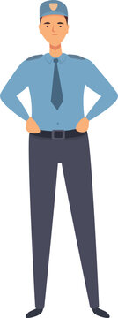 policeman standing, blue uniform, hands on hips clip art preview