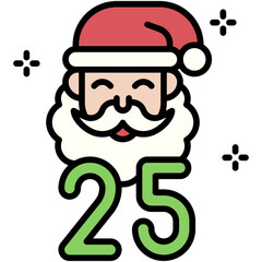 Santa Claus with number 25 icon, Christmas related vector illustration