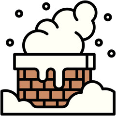 Chimney with smoke icon, Christmas related vector illustration