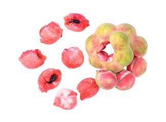 Fototapeta premium Pink manila tamarind on transparent png. Top view