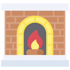 Fototapeta premium Fireplace icon, Christmas related vector illustration