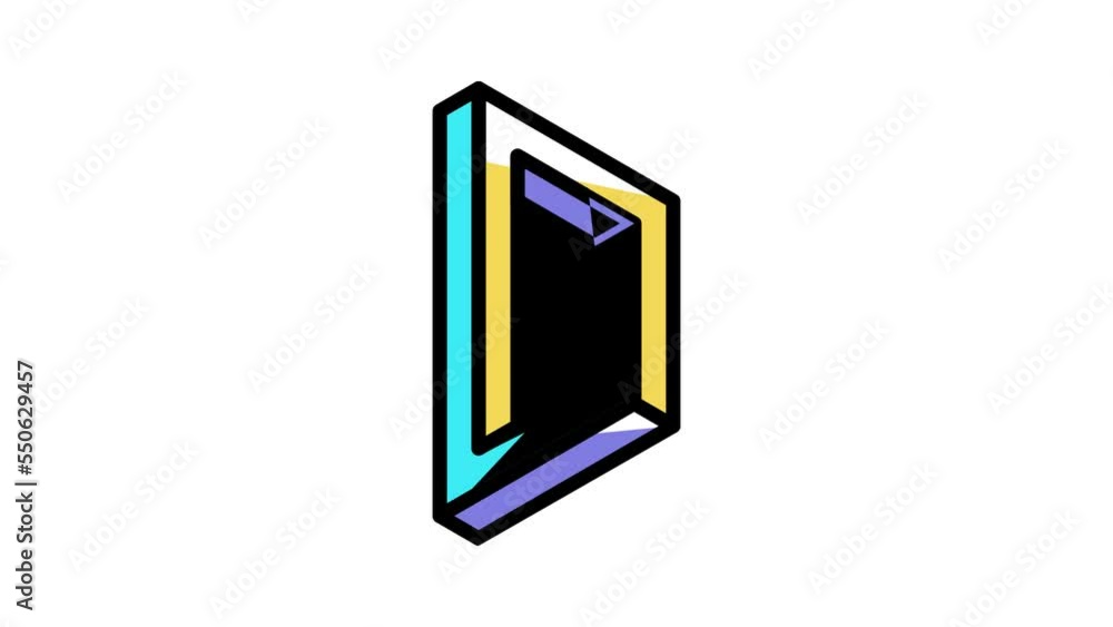 Poster square impossible geometric shape color icon animation