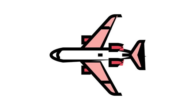 transport airplane aircraft color icon animation