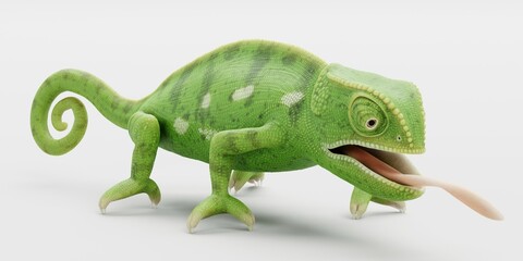 Realistic 3D Render of Flap Necked Chameleon