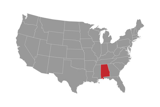 Alabama state map. Vector illustration.