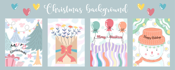 Christmas background set Doodle style design Can be adapted for a variety of applications such as Christmas themed decorations, Christmas cards, digital prints, scrapbook, postcard, web designs 