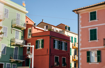 Colorful italian houses in Liguria, Italy, Europe