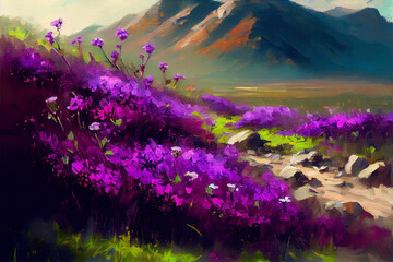 Purple wild flowers on a mountain range blue lupine wild flower