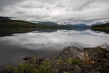 Norway. Lake and cloudy sky on a summer day
