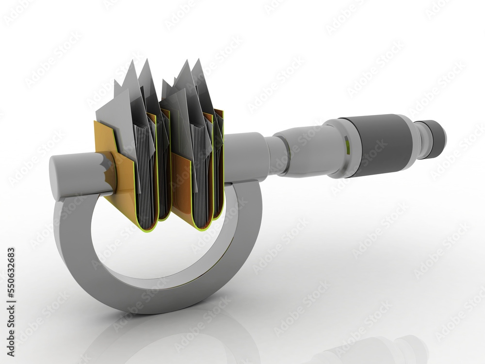 Poster 3d rendering folder on screw gauge