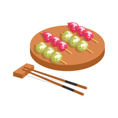 Chinese national food. Tangulu. Fruit in sugar syrup.  Vector graphic.	