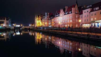 Beautiful night Gdansk. Old town.