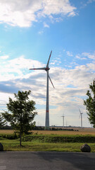 Obraz premium Wind turbines in Germany. Wind farm. Green electricity production.