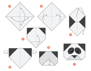 Origami tutorial for kids. Origami cute Panda. © Iuliia Savko