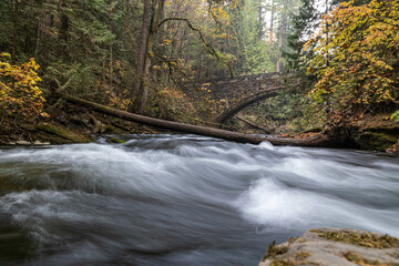 waterfall in autumn forest