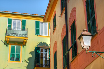 Colorful italian houses in Liguria, Italy, Europe