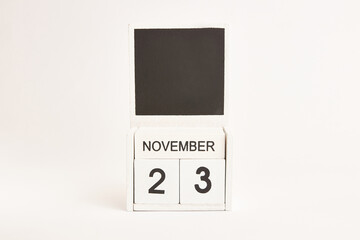 Calendar with date 23 November and space for designers. Illustration for an event of a certain date.