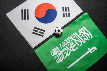 South Korea vs Saudi Arabia, Football match with national flags