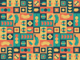 chinese new year asian food latin american pattern background seamless ornament menu japanese china