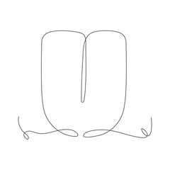 Continuous one line tongue drawing. Hand drawn outline tongue. Vector illustration isolated on white.