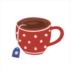 Hand-drawn cute isolated clip art illustration of cozy tea cup
