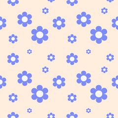 seamless pattern with blue flowers