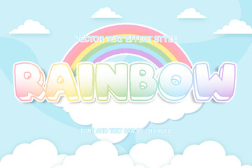 rainbow lettering 3d editable text effect font style template cute background design