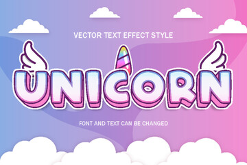 unicorn fantasy lettering 3d editable text effect font style template cute background design © SystemDirect