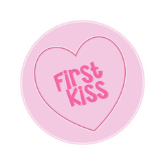 Love heart Sweet Candy - First Kiss Message  Message vector Illustration