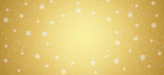 Christmas snowy winter design. Snow yellow background.  Blurred background