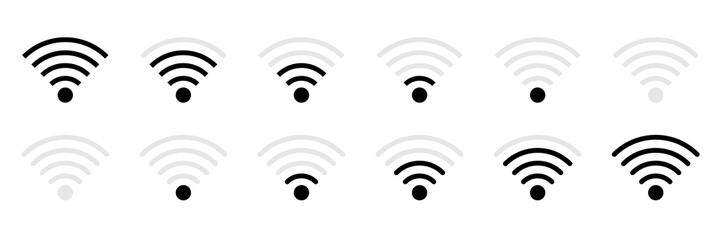 horizontal black and white wireless signal set icon,vector illustration.