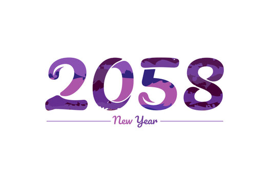 Modern 2058 new year typography design, new year 2058 logo