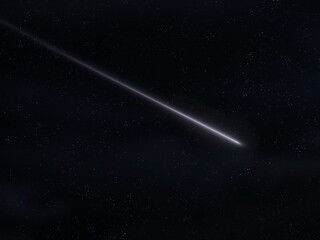 Meteor in the night sky. Beautiful shooting star. 