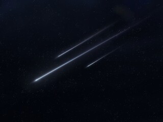 Obraz na płótnie Canvas Meteors glow in the night sky. Beautiful falling stars.