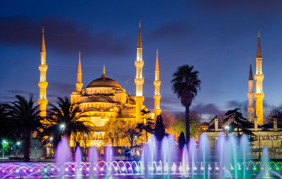 Blue Mosque with fountain in Istanbul