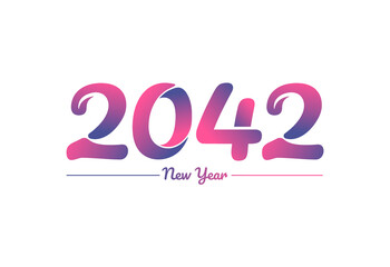 Colorful gradient 2042 new year logo design, New year 2042 Images