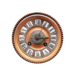 Fototapeta na wymiar Old vintage round clock isolated on white background.
