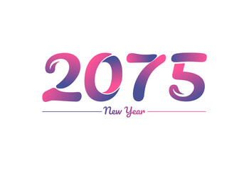 Colorful gradient 2075 new year logo design, New year 2075 Images
