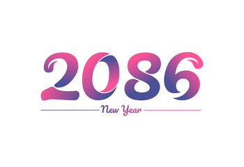 Colorful gradient 2086 new year logo design, New year 2086 Images