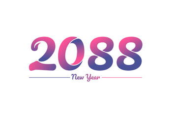 Colorful gradient 2088 new year logo design, New year 2088 Images