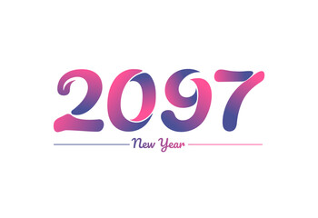 Colorful gradient 2097 new year logo design, New year 2097 Images