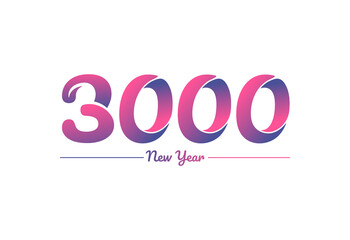 Colorful gradient 3000 new year logo design, New year 3000 Images