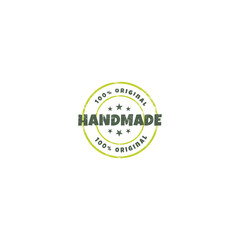 Handmade products sticker, label, badge and logo with grunge effect. Logo template for handmade products. Vector illustration