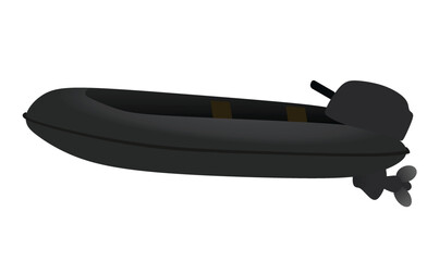 Black motor boat. vector illustration