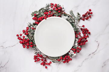 white plate Christmas