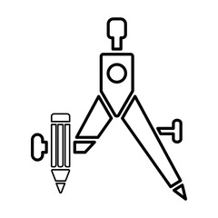 Drawing Compass Icon In Line Style