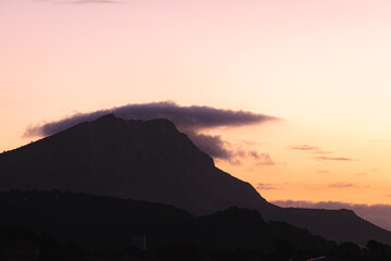 the Sainte Victoire mountain in the light of an autumn morning