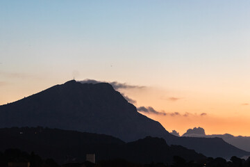 the Sainte Victoire mountain in the light of an autumn morning
