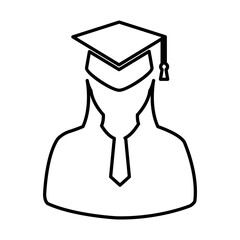 Graduate Girl Icon In Line Style